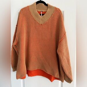 Free People Maisie Oversized Two Tone Sweater Sz S